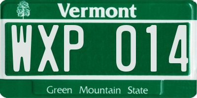 VT license plate WXP014