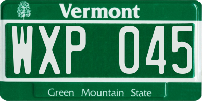 VT license plate WXP045
