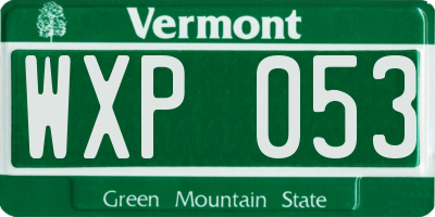 VT license plate WXP053