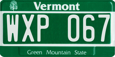 VT license plate WXP067