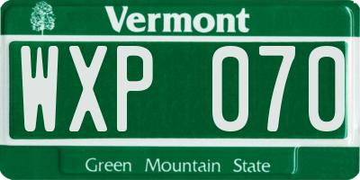 VT license plate WXP070