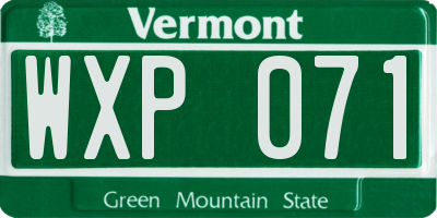 VT license plate WXP071