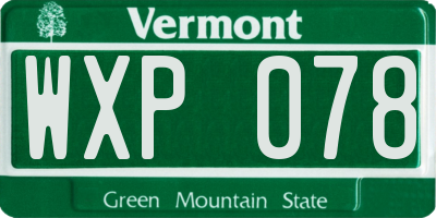 VT license plate WXP078