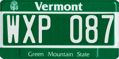 VT license plate WXP087