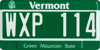 VT license plate WXP114