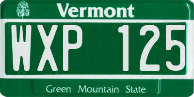 VT license plate WXP125