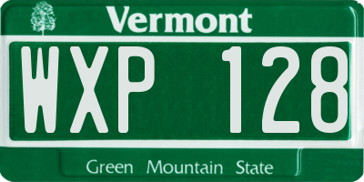 VT license plate WXP128