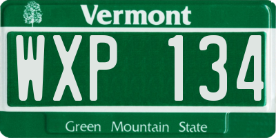 VT license plate WXP134