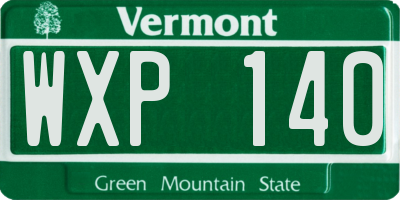 VT license plate WXP140