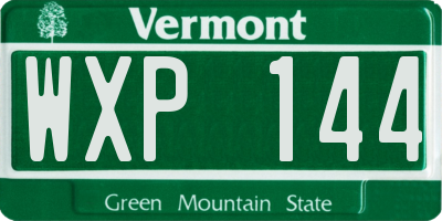 VT license plate WXP144