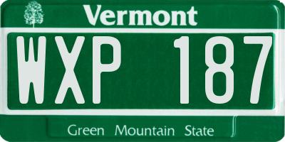 VT license plate WXP187