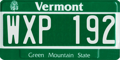 VT license plate WXP192