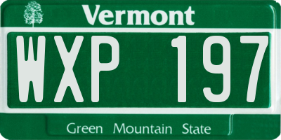 VT license plate WXP197