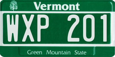 VT license plate WXP201