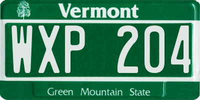 VT license plate WXP204