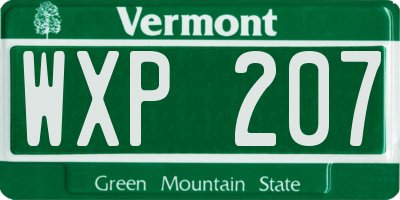 VT license plate WXP207