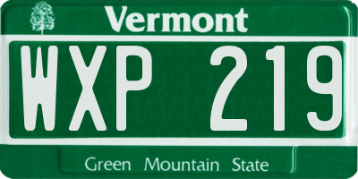 VT license plate WXP219