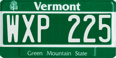 VT license plate WXP225