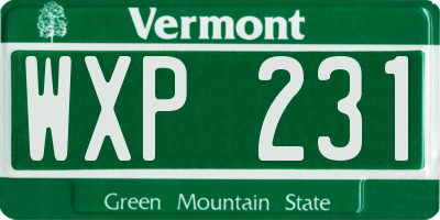 VT license plate WXP231