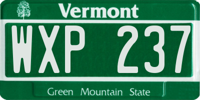 VT license plate WXP237