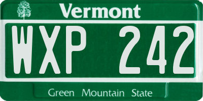VT license plate WXP242