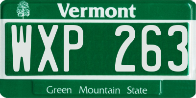 VT license plate WXP263