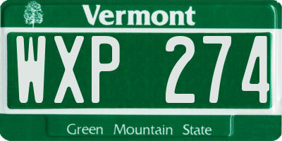 VT license plate WXP274