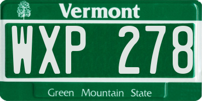 VT license plate WXP278