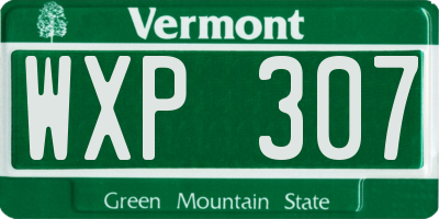 VT license plate WXP307