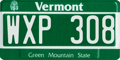 VT license plate WXP308