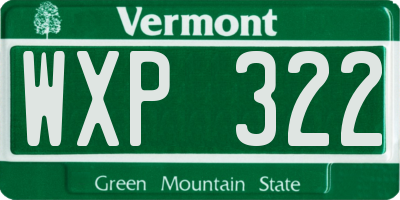 VT license plate WXP322