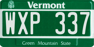 VT license plate WXP337