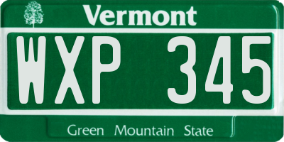 VT license plate WXP345