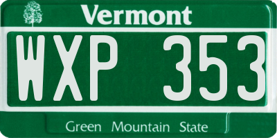 VT license plate WXP353