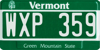 VT license plate WXP359