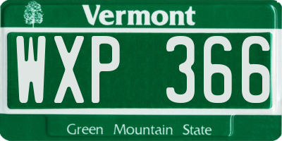 VT license plate WXP366