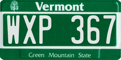 VT license plate WXP367