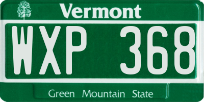VT license plate WXP368