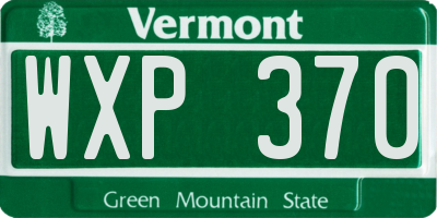 VT license plate WXP370