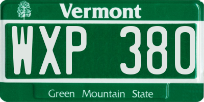 VT license plate WXP380