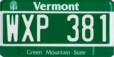 VT license plate WXP381