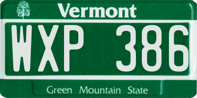 VT license plate WXP386