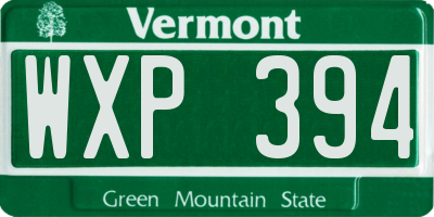 VT license plate WXP394
