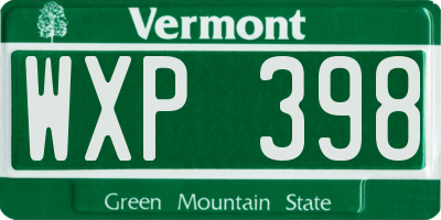 VT license plate WXP398