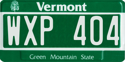 VT license plate WXP404