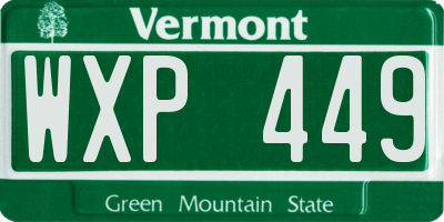 VT license plate WXP449