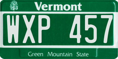 VT license plate WXP457