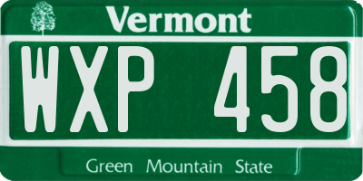 VT license plate WXP458