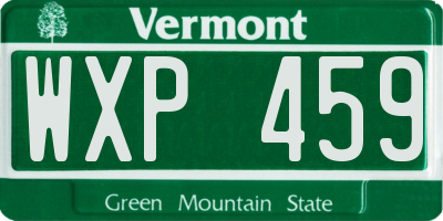 VT license plate WXP459