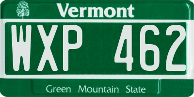 VT license plate WXP462